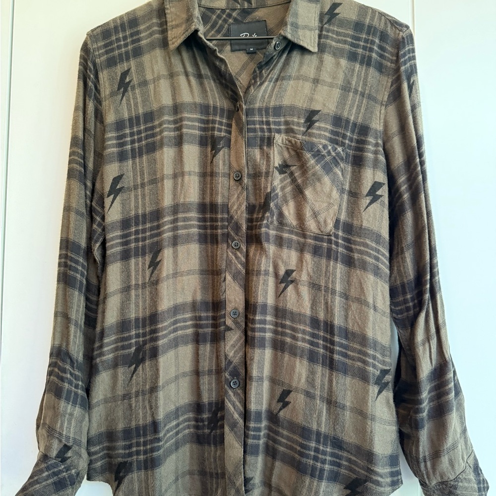 Rails Army Green and Black Lightning Plaid Shirt